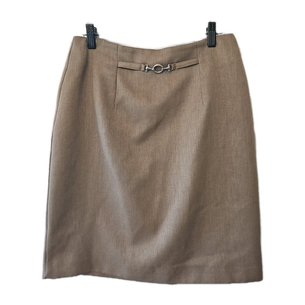 Laura Scott Pencil Skirt Women's Size 10 Beige Back Slit‎ Career Work
